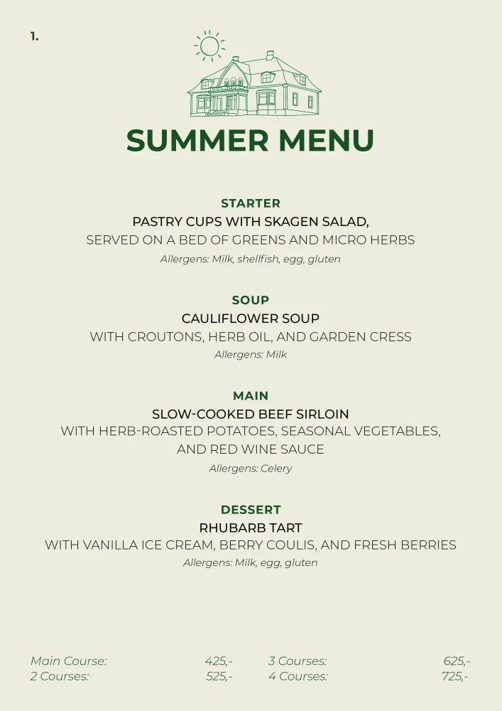 Summer menu