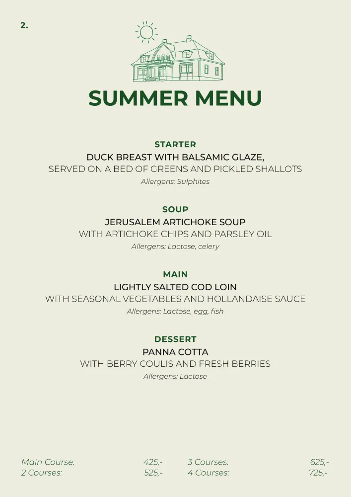 Summer menu