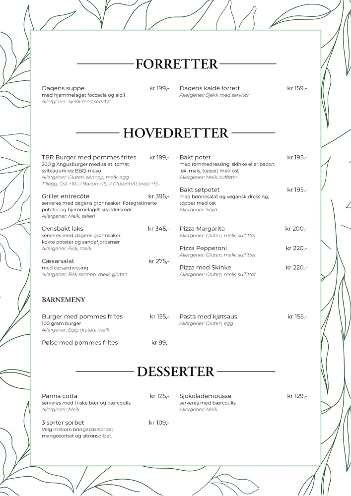A La Carte Meny