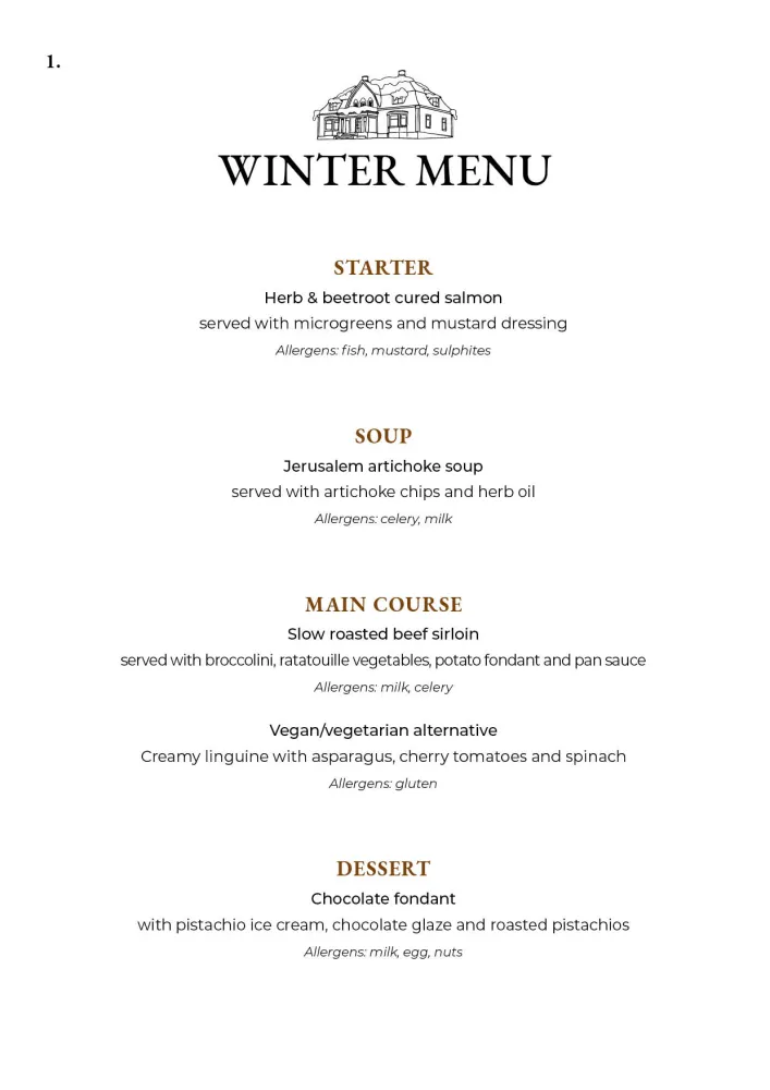 Vintermeny, engelsk 1