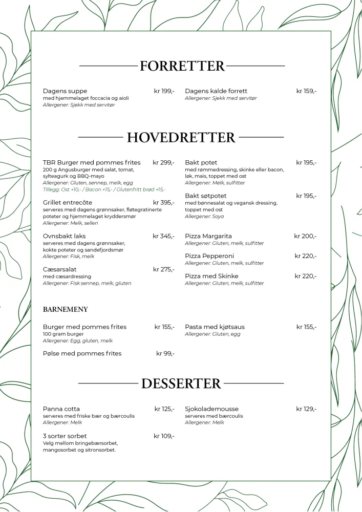 A La Carte Meny