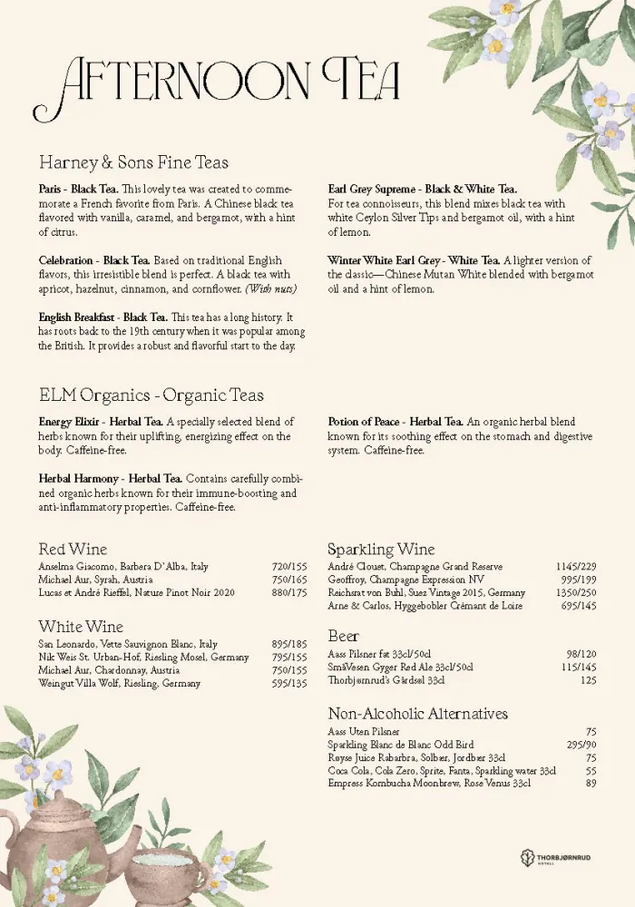 Afternoon Tea Menu